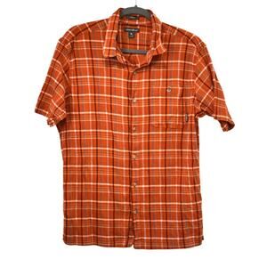 Eddie Bauer Women's Plaid Shirt XL Plaid Orange Casual Button-down 100% Cotton